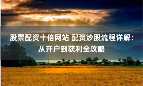 股票配资十倍网站 配资炒股流程详解：从开户到获利全攻略